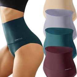 Seamless Underwear for Women High Waisted Tummy Control Panties No Show Nylon Briefs 4 Pack S-XXXL