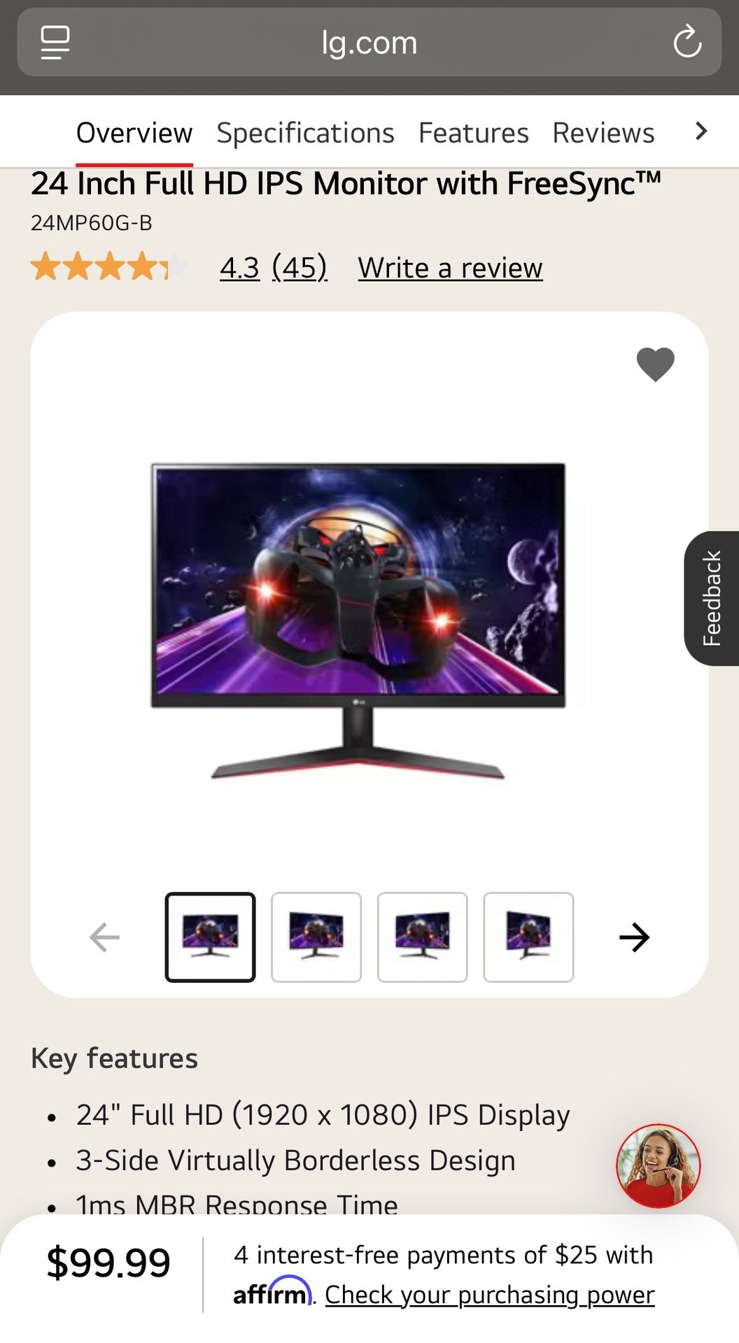 24 Inch Monitor LG