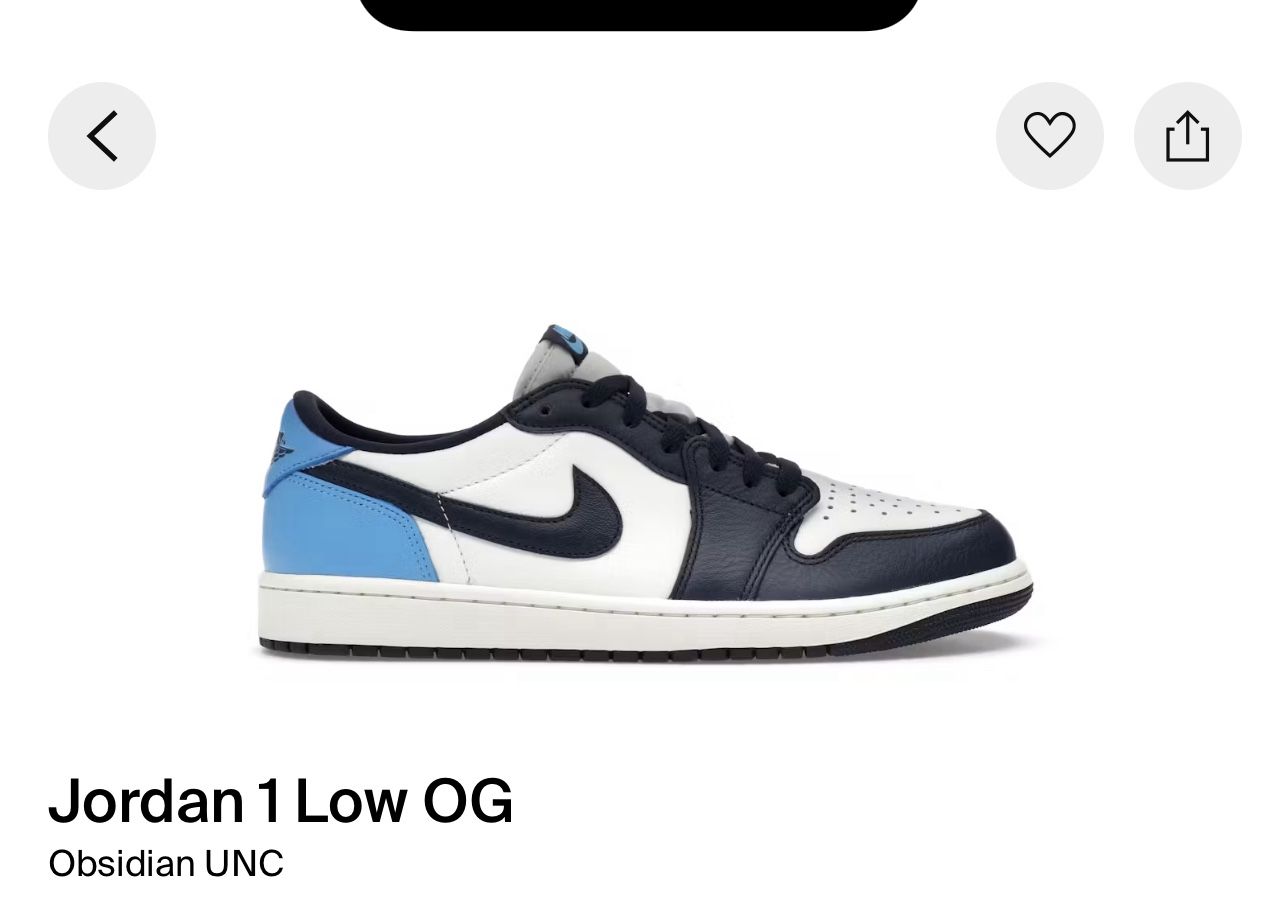 Jordan 1 Low obsidian Size 10 New