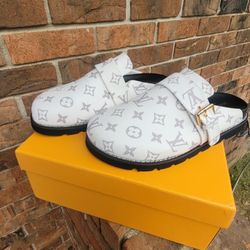 White LV Cosy Clogs 