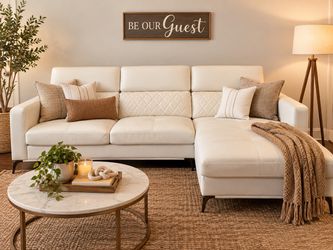 White Sectional Sofa with Chaise