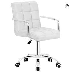 White Faux Leather  Home Office Task Chair