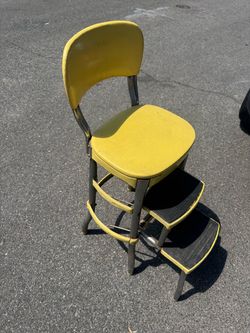 Vintage Yellow Step Stool Cosco Chair