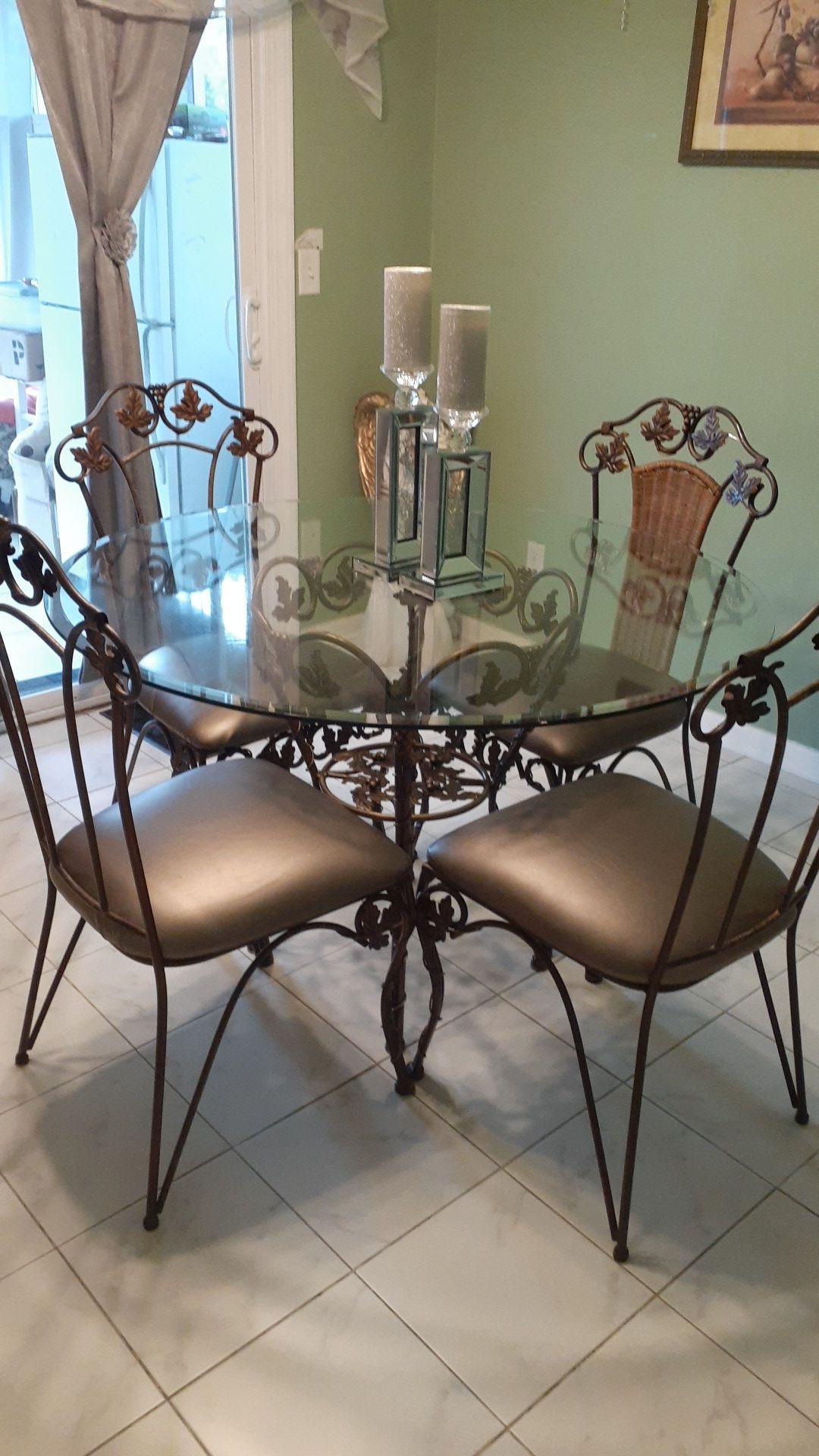 Glass table with chairs