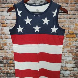 Boys Americana Flag Tank Top - White

