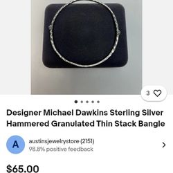 Brazalete De Sterling Silver 925 Diseñador Michael Dawkins 