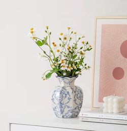 Blue and White Vase, Vintage Blue Ceramic