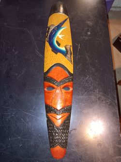 Hand-carved wall hanging mask