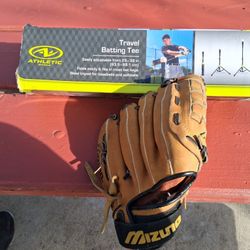 Baseball Glove Mizno And the Travel Teeball Set 