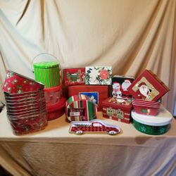 Grab Bag Lot Christmas Holiday Boxes & Containers Gift Decoration Crafting Wrapping Party Supplies Decor