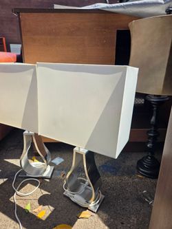 Pair of Modern Silver Table Lamps