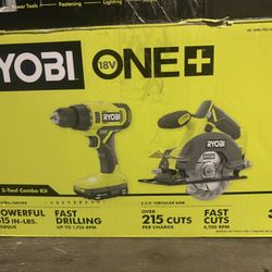 RYOBI ONE+ 18V Cordless 2-Tool Combo Kit with Drill/Driver, Circular Saw, (2) 1.5 Ah Batteries, and Charger