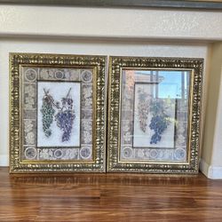 Pair Of Gold Frame Grape Pictures 