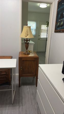 Table and Victorian lamp