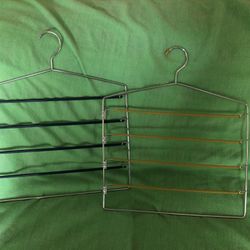 Metal space saver pants hangers. 