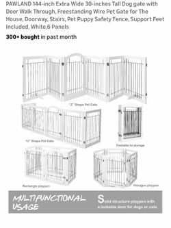 2 sets; white freestanding dog gate