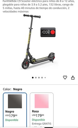 FanttikRide C9 Scooter eléctrico para niños de 8 a 12 años, plegable para niños de 3.9 a 5.2 pies, 132 libras, rango de 5 millas, hasta 40 minutos de 