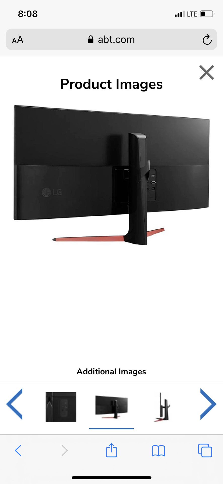 LG a34UC79G-B 34 Inch 21:9 UltraGear™ Full HD IPS Curved Gaming Monitor