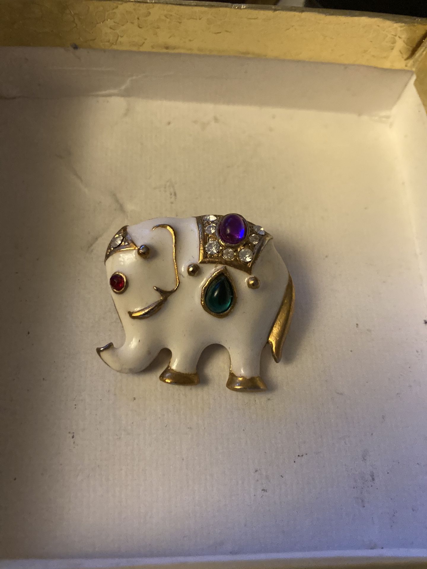 Vintage Enamel Elephant Pin 