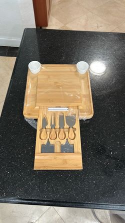 Bamboo charcuterie cheese board with drawer