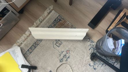 Off White Wood Floating Shelf With Detail