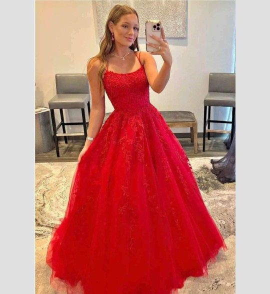 Red Prom Dress Adjustable 