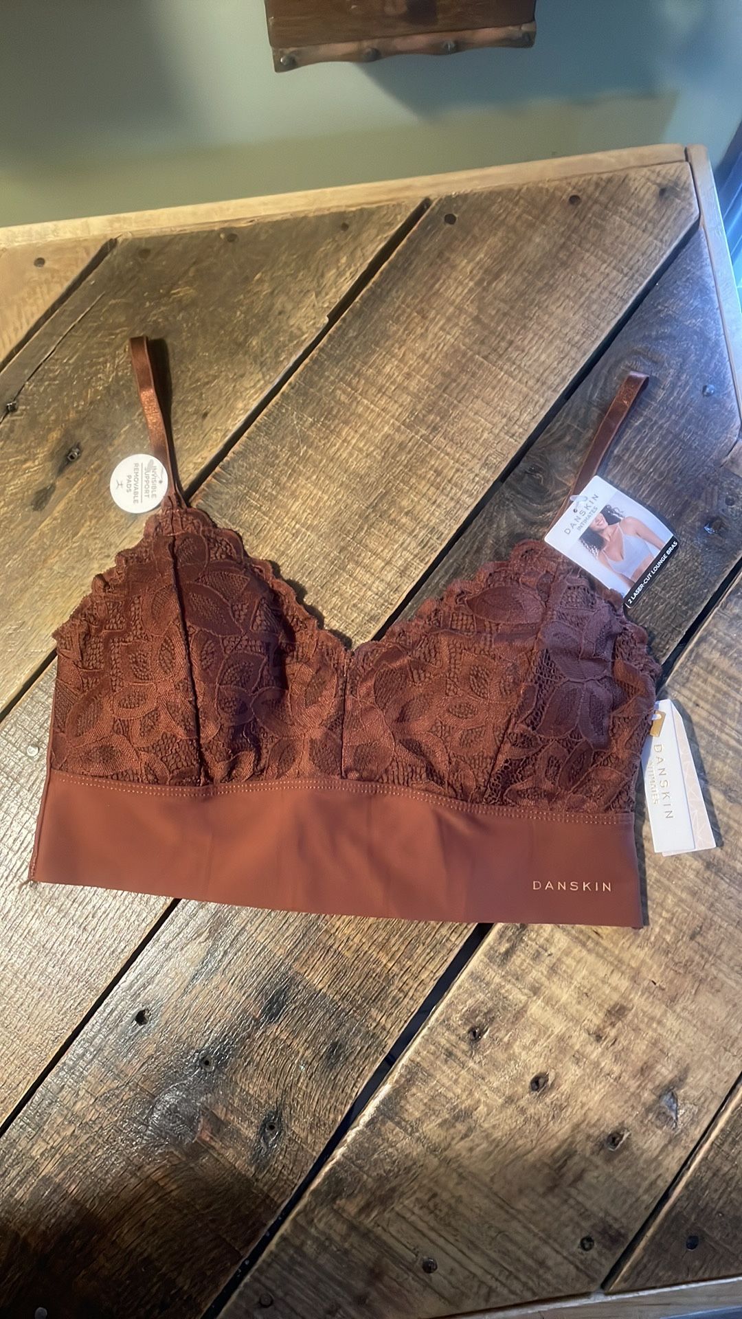 Danskin Intimates Brown Lace Lounge Bra
