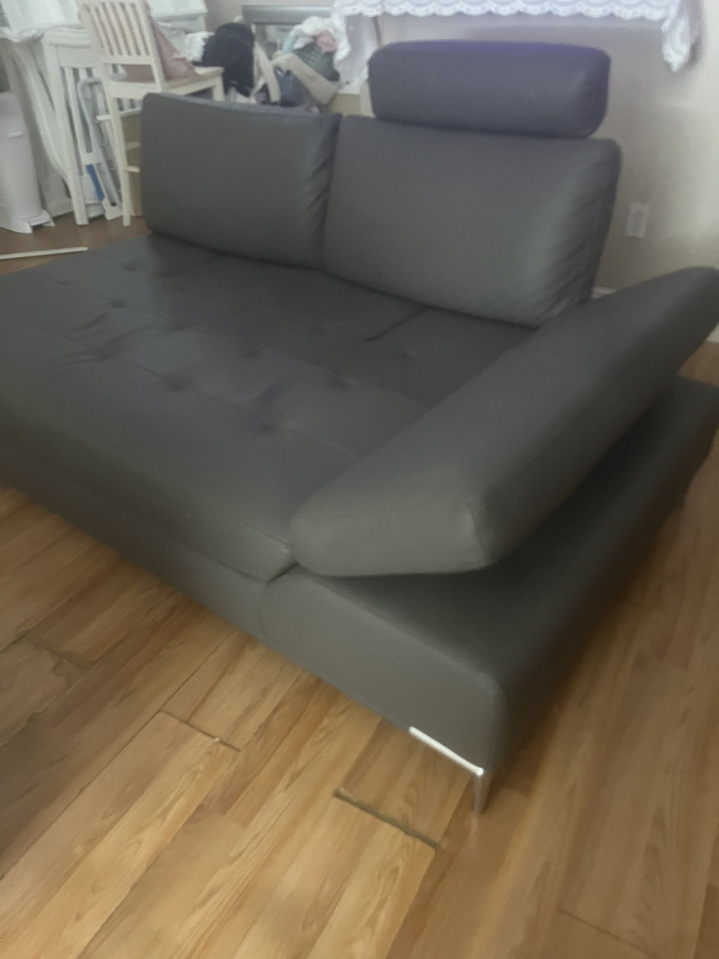 Gray Leather Couch 2 Piece