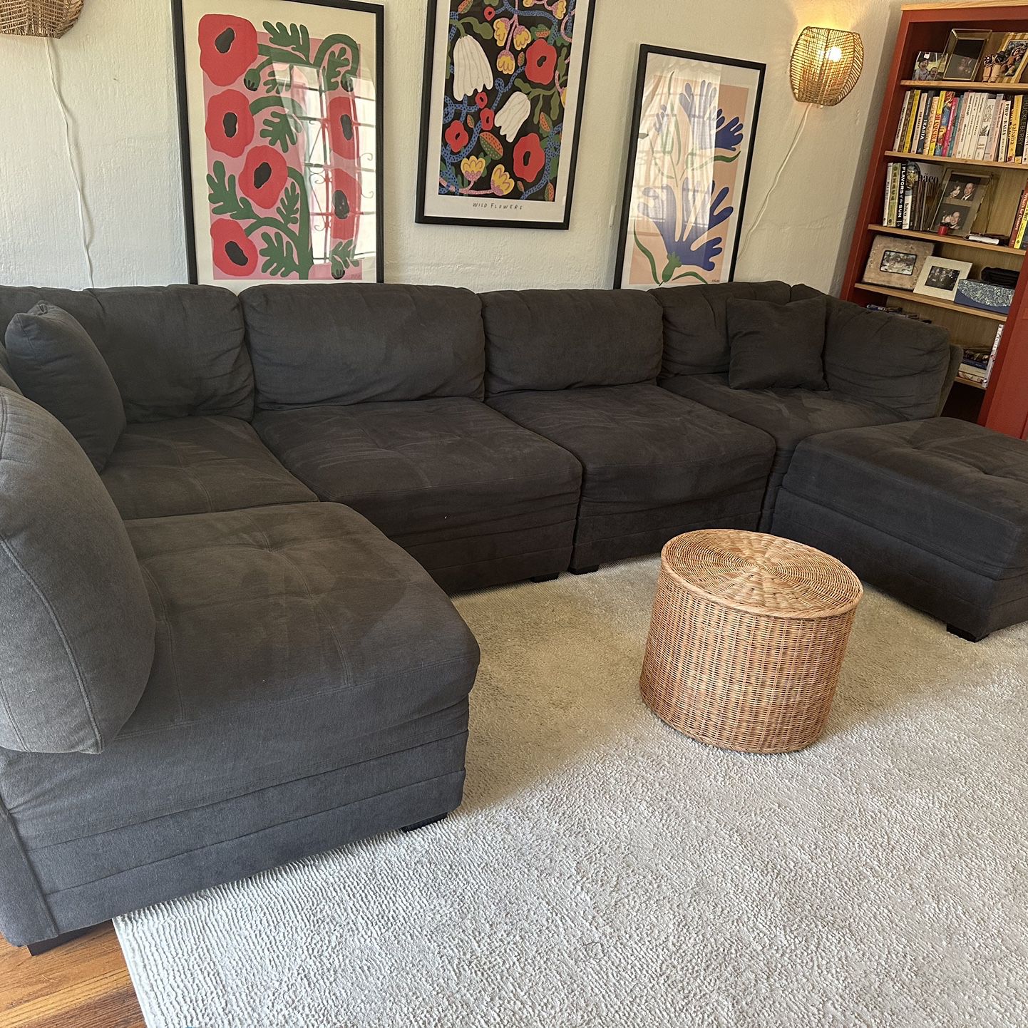 Large Grey Modular Sectional Couch With Storage