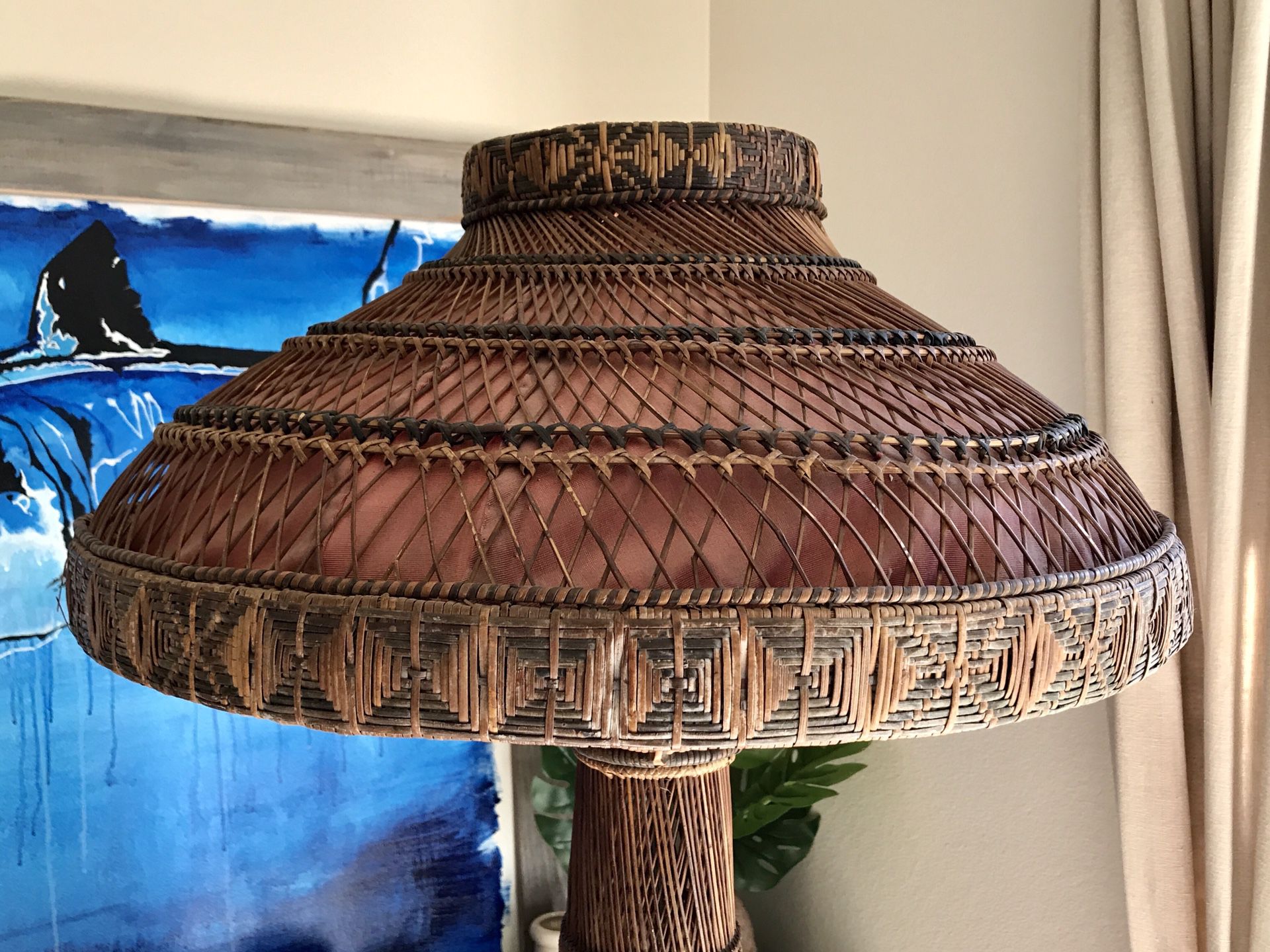 Antique Wicker Floor Lamp - 1920’s Original Lamp