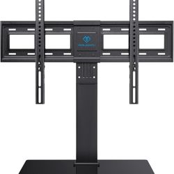  Universal Swivel TV Stand Base, Table Top TV Stand for 37-75 inch LCD LED TVs, Height Adjustable TV Mount Stand with Tempered Glass Base