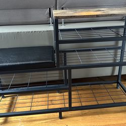 Shoe rack with cushioned seat
