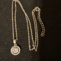 20” 14k White Gold Plated Necklace With CZ Pendant,by Lia Sophia 