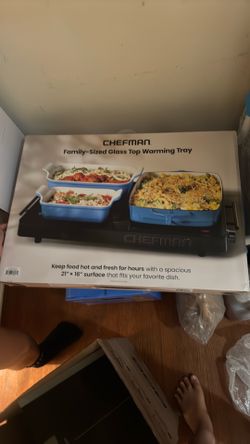 family sized glass top warming tray