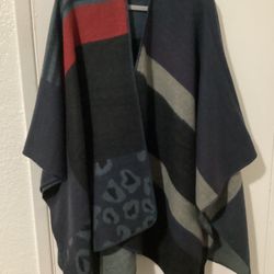 New Leopard Print/Color Block Shawl Sweater.