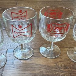 Four Vintage Beer Goblet Glasses 1970’s 