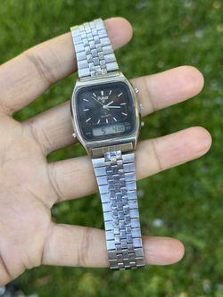 Pulsar Vintage Wrist Watch Japan Rare Stainless Steel Dual-Display Quartz Watch