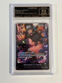 One Piece Marshall.D.Teach Foil Leader Card CROWN 9.5 Gem Mint