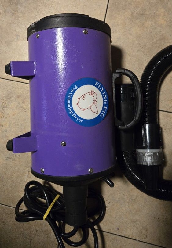 Flying Pig Dryer with Heater - Durable Purple Grooming Tool