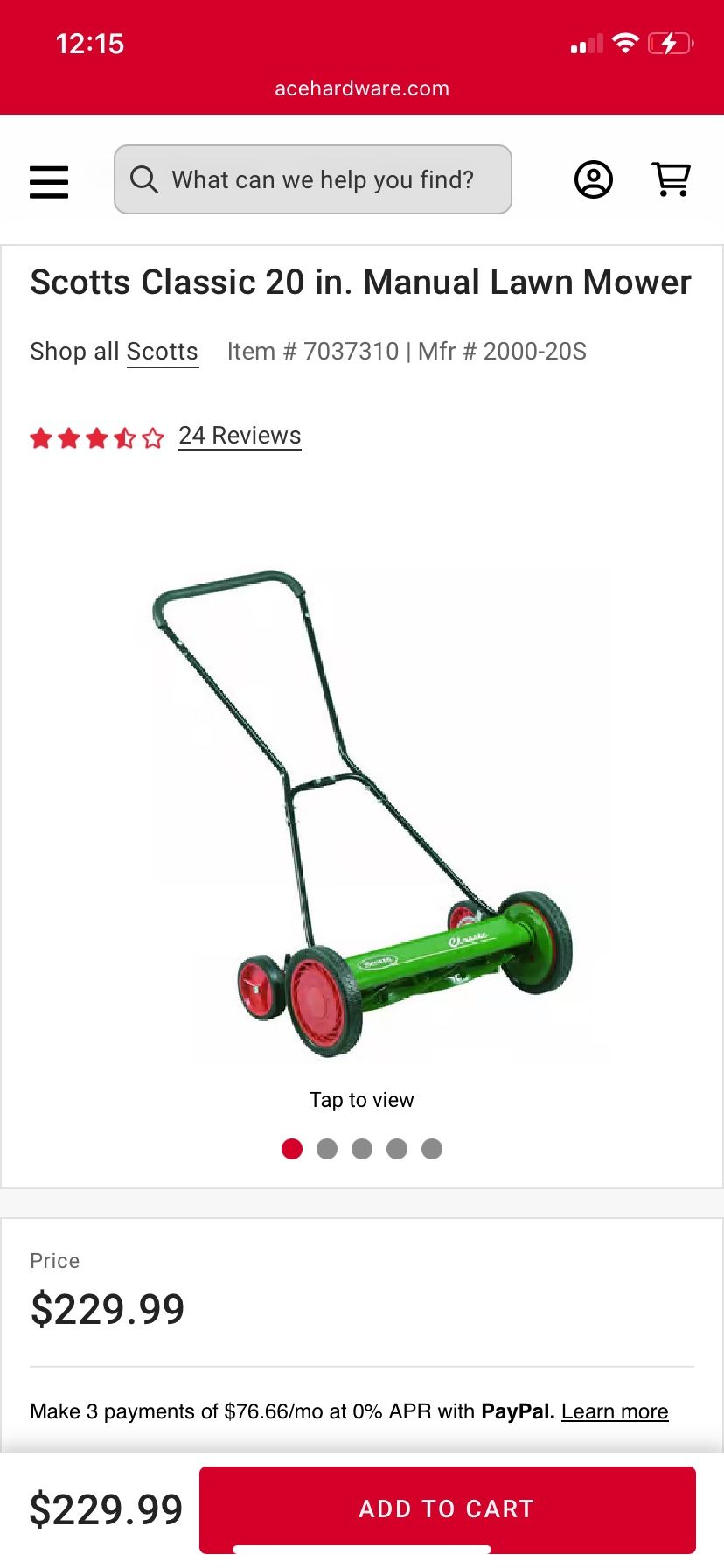 Scott’s Manuel Lawn Mower Classic 20”