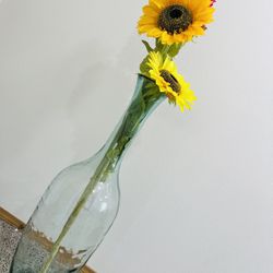 Tall Glass Vase With Flowers 