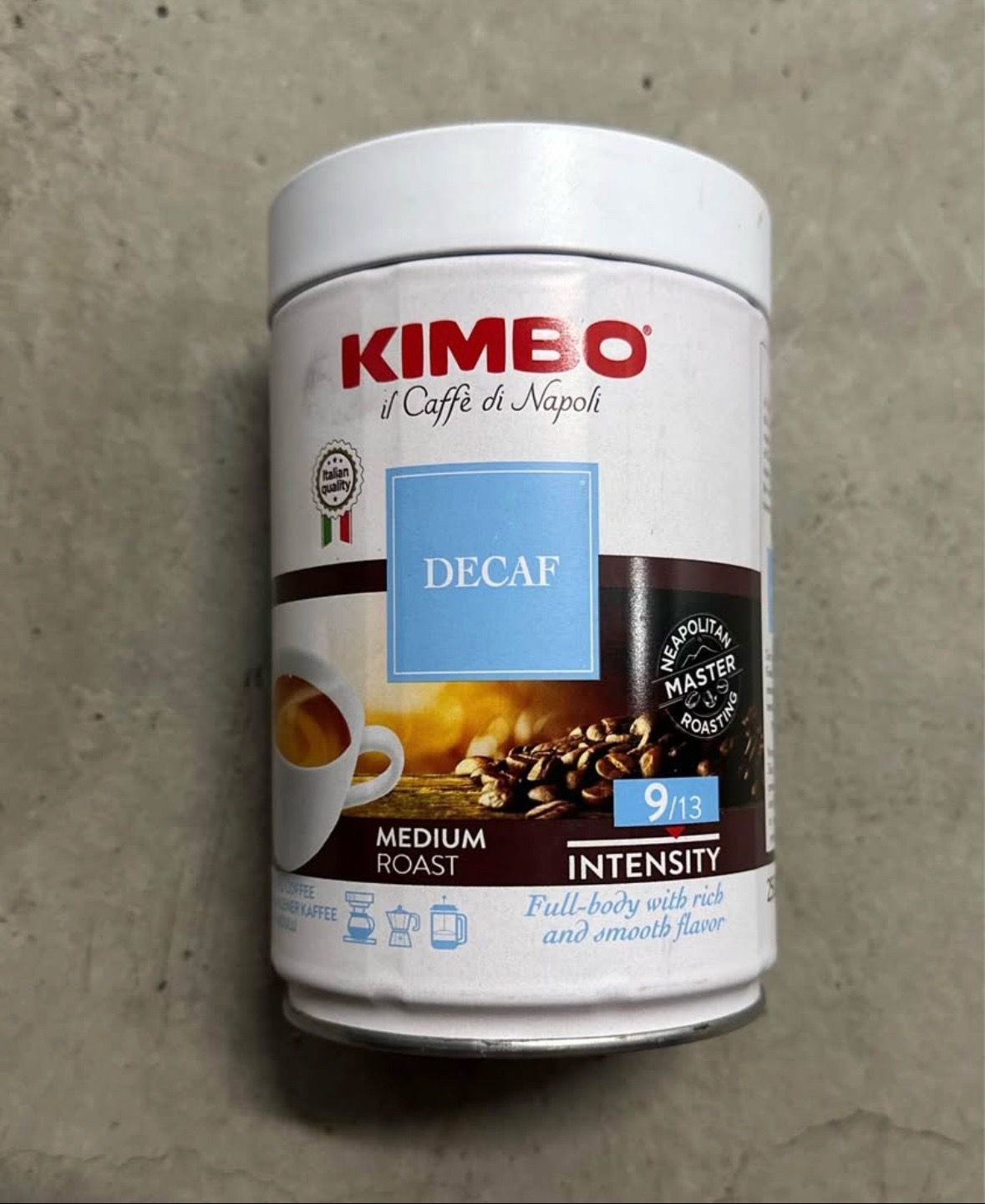 Kimbo Decaf Medium Roast Italian Ground Coffee. Made In Italy Imported from Italy Italian product