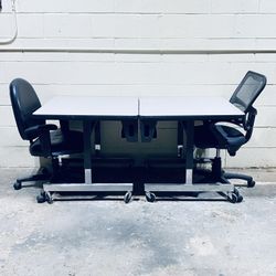 (2) Office Chairs & (2) Rolling Table/Desk, 30” x 30” x 28” Each