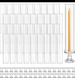 Hurricane pillar or taper candle holders with sleeves (36 pack)