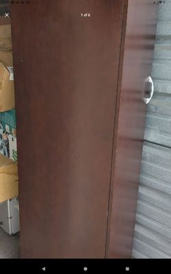 Tall Wooden Wardrobe Closet Cabinet with Hanging Rod, For Home or Office.