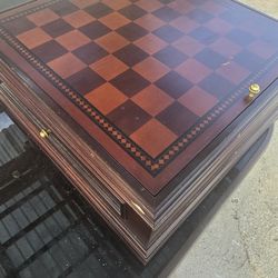 Vintage BOMBAY Company Deluxe Game Checkers Backgammon Chess Wooden Box Set 16x16x7.3 board games in one box. A Collectors items.

In Very Good Pre-ow