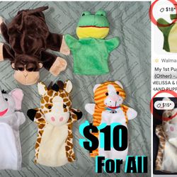 $10 For All 5 Hands Puppets in great condition elephant 🐘 Cat 🐈 monkey 🐒 giraffe 🦒 Frog 🐸