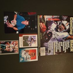 Miami Dolphins Jay Fiedler signed 2001 sports illustrated magazine and 3 different cards 