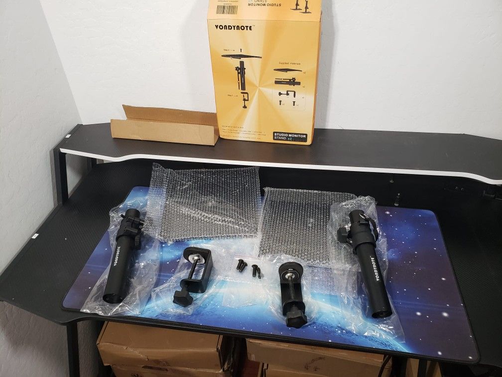 New Set of 2 Desktop Clamp Speaker Stands Short Studio Monitor Stands Height Adjustable