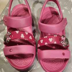 Pink Velcro Crocs 